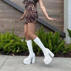 Steve Madden White Heeled Boots